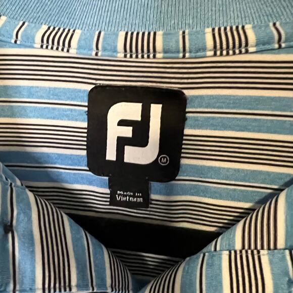 FootJoy Golf Polo Blue Black White Stripe Size Large - Picture 3 of 5